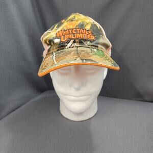 Whitetails Unlimited Camo Trucker Hat Orange Mesh Snapback Hunting Cap Outdoors